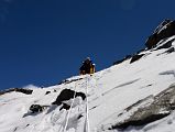 55 Climbing Sherpa Lal Singh Tamang Patiently Waiting At The Top Of The Rock Band On The Climb To Lhakpa Ri Summit 